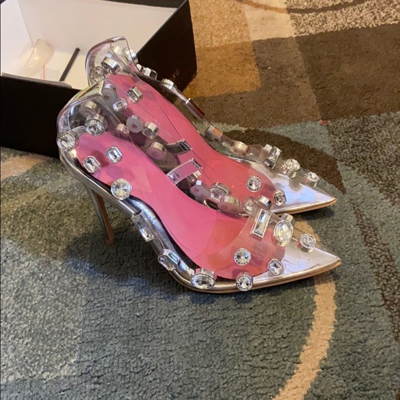 clear embellished heels